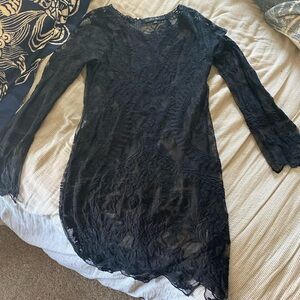 Honey punch black lace sheer dress size L new without tags